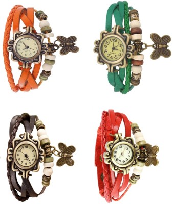 NS18 Vintage Butterfly Rakhi Combo of 4 Orange, Brown, Green And Red Analog Watch  - For Women   Watches  (NS18)