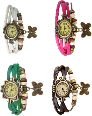 NS18 Vintage Butterfly Rakhi Combo of 4 White, Green, Pink And Brown Analog Watch  - For Women   Watches  (NS18)
