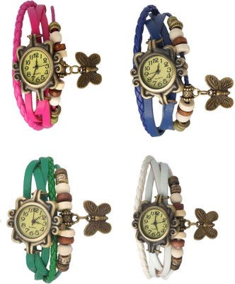 NS18 Vintage Butterfly Rakhi Combo of 4 Pink, Green, Blue And White Analog Watch  - For Women   Watches  (NS18)