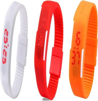 Twok Combo of Led Band White + Red + Orange Digital Watch  - For Men & Women   Watches  (Twok)