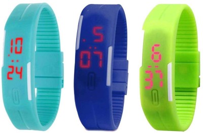 NS18 Silicone Led Magnet Band Combo of 3 Sky Blue, Blue And Green Digital Watch  - For Boys & Girls   Watches  (NS18)