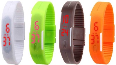 NS18 Silicone Led Magnet Band Combo of 4 White, Green, Brown And Orange Digital Watch  - For Boys & Girls   Watches  (NS18)