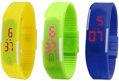 NS18 Silicone Led Magnet Band Combo of 3 Yellow, Green And Blue Watch  - For Boys & Girls   Watches  (NS18)