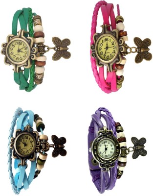 NS18 Vintage Butterfly Rakhi Combo of 4 Green, Sky Blue, Pink And Purple Analog Watch  - For Women   Watches  (NS18)