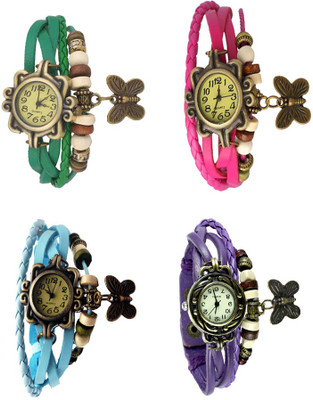 

NS18 Vintage Butterfly Rakhi Combo of 4 Green, Sky Blue, Pink And Purple Watch - For Women