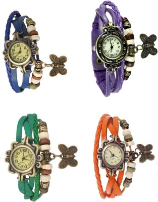 NS18 Vintage Butterfly Rakhi Combo of 4 Blue, Green, Purple And Orange Analog Watch  - For Women   Watches  (NS18)