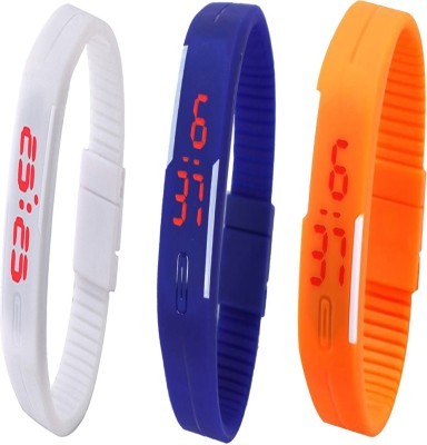 Twok Combo of Led Band White + Blue + Orange Digital Watch  - For Men & Women   Watches  (Twok)