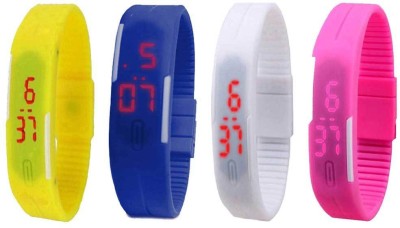 NS18 Silicone Led Magnet Band Watch Combo of 4 Yellow, Blue, White And Pink Digital Watch  - For Couple   Watches  (NS18)