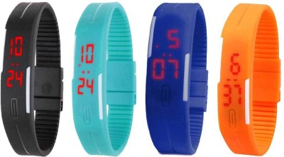 NS18 Silicone Led Magnet Band Combo of 4 Black, Sky Blue, Blue And Orange Digital Watch  - For Boys & Girls   Watches  (NS18)