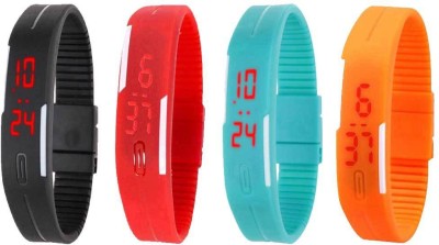 NS18 Silicone Led Magnet Band Combo of 4 Black, Red, Sky Blue And Orange Digital Watch  - For Boys & Girls   Watches  (NS18)