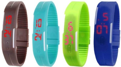 NS18 Silicone Led Magnet Band Combo of 4 Brown, Sky Blue, Green And Blue Digital Watch  - For Boys & Girls   Watches  (NS18)