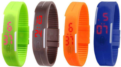 

Kissu Led Magnet Band Combo of 4 Green, Brown, Orange And Blue Watch - For Men & Women