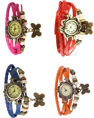

Kissu Vintage Rakhi Combo of 4 Pink, Blue, Red And Orange Watch - For Women