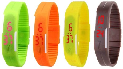 NS18 Silicone Led Magnet Band Combo of 4 Green, Orange, Yellow And Brown Digital Watch  - For Boys & Girls   Watches  (NS18)
