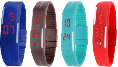

Kissu Led Magnet Band Combo of 4 Blue, Brown, Sky Blue And Red Watch - For Men & Women