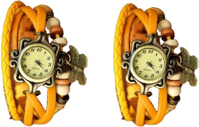 NS18 Vintage Butterfly Rakhi Watch Combo of 2 Yellow And Yellow Analog Watch  - For Women   Watches  (NS18)