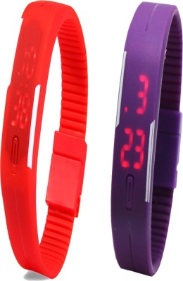 Twok Combo of Led Band Red + Purple Digital Watch  - For Men & Women   Watches  (Twok)
