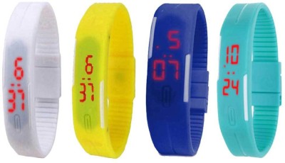 NS18 Silicone Led Magnet Band Watch Combo of 4 White, Yellow, Blue And Sky Blue Digital Watch  - For Couple   Watches  (NS18)