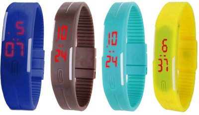 

Kissu Led Magnet Band Combo of 4 Blue, Brown, Sky Blue And Yellow Watch - For Men & Women