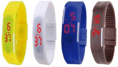 NS18 Silicone Led Magnet Band Combo of 4 Yellow, White, Blue And Brown Digital Watch  - For Boys & Girls   Watches  (NS18)