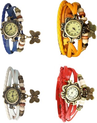 NS18 Vintage Butterfly Rakhi Combo of 4 Blue, White, Yellow And Red Analog Watch  - For Women   Watches  (NS18)
