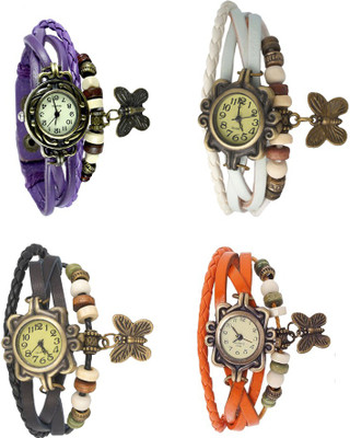 

Kissu Vintage Rakhi Combo of 4 Purple, Black, White And Orange Watch - For Women