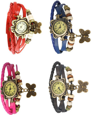 

Kissu Vintage Rakhi Combo of 4 Red, Pink, Blue And Black Watch - For Women
