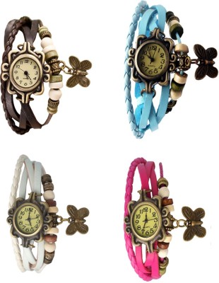 NS18 Vintage Butterfly Rakhi Combo of 4 Brown, White, Sky Blue And Pink Analog Watch  - For Women   Watches  (NS18)