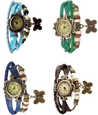 NS18 Vintage Butterfly Rakhi Combo of 4 Sky Blue, Blue, Green And Brown Analog Watch  - For Women   Watches  (NS18)