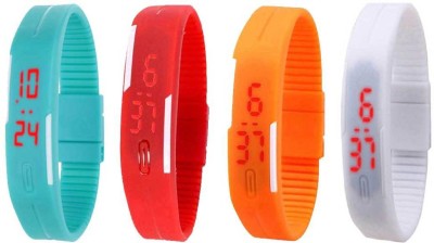 NS18 Silicone Led Magnet Band Combo of 4 Sky Blue, Red, Orange And White Digital Watch  - For Boys & Girls   Watches  (NS18)