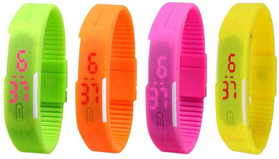 

Kissu Led Magnet Band Combo of 4 Green, Orange, Pink And Yellow Watch - For Men & Women