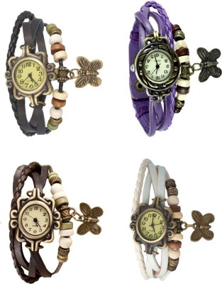 NS18 Vintage Butterfly Rakhi Combo of 4 Black, Brown, Purple And White Watch  - For Women   Watches  (NS18)