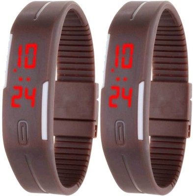 NS18 Silicone Led Magnet Band Set of 2 Brown Digital Watch  - For Boys & Girls   Watches  (NS18)