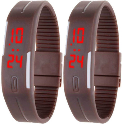 NS18 Silicone Led Magnet Band Set of 2 Brown Digital Watch  - For Boys & Girls   Watches  (NS18)