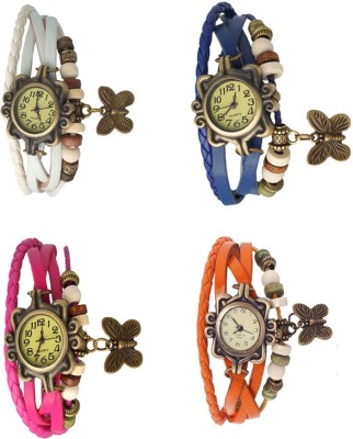 NS18 Vintage Butterfly Rakhi Combo of 4 White, Pink, Blue And Orange Analog Watch  - For Women   Watches  (NS18)