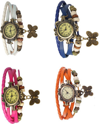 

NS18 Vintage Butterfly Rakhi Combo of 4 White, Pink, Blue And Orange Watch - For Women