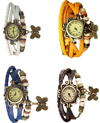 

Kissu Vintage Rakhi Combo of 4 White, Blue, Yellow And Brown Watch - For Women