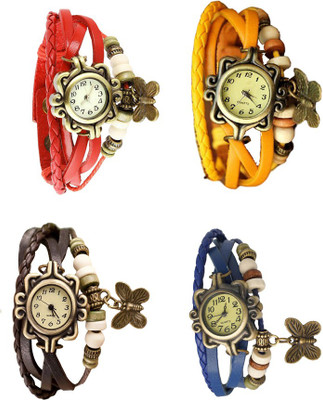 

NS18 Vintage Butterfly Rakhi Combo of 4 Red, Brown, Yellow And Blue Watch - For Women