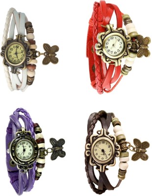 NS18 Vintage Butterfly Rakhi Combo of 4 White, Purple, Red And Brown Analog Watch  - For Women   Watches  (NS18)