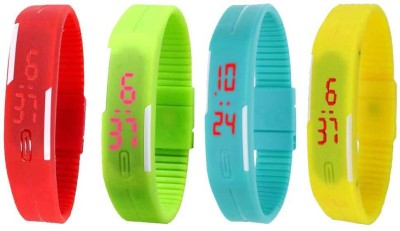 NS18 Silicone Led Magnet Band Combo of 4 Red, Green, Sky Blue And Yellow Digital Watch  - For Boys & Girls   Watches  (NS18)