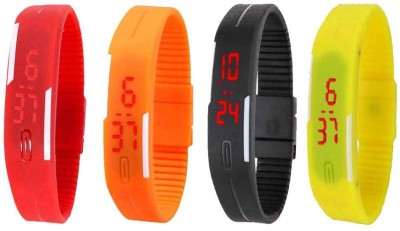 NS18 Silicone Led Magnet Band Combo of 4 Red, Orange, Black And Yellow Digital Watch  - For Boys & Girls   Watches  (NS18)
