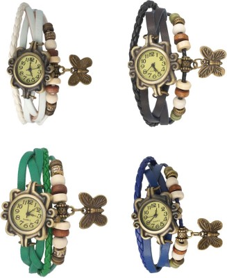 NS18 Vintage Butterfly Rakhi Combo of 4 White, Green, Black And Blue Analog Watch  - For Women   Watches  (NS18)