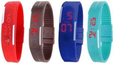 NS18 Silicone Led Magnet Band Watch Combo of 4 Red, Brown, Blue And Sky Blue Digital Watch  - For Couple   Watches  (NS18)
