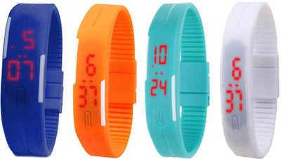 

Kissu Led Magnet Band Combo of 4 Blue, Orange, Sky Blue And White Watch - For Men & Women