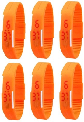 NS18 Silicone Led Magnet Band Combo of 6 Orange Digital Watch  - For Boys & Girls   Watches  (NS18)