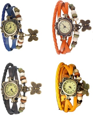 NS18 Vintage Butterfly Rakhi Combo of 4 Blue, Black, Orange And Yellow Analog Watch  - For Women   Watches  (NS18)