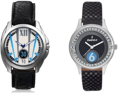 Dazzle DL-GR1001-LR2016-WHT-BLK-COMBO Watch  - For Couple   Watches  (Dazzle)