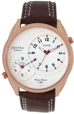 Exotica Fashions EF-72-Dual-Rose-Gold-BRDS-White Basic Watch  - For Men   Watches  (Exotica Fashions)