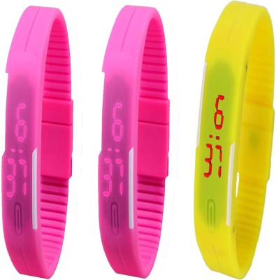 Twok Combo of Led Band Pink + Pink + Yellow Digital Watch  - For Men & Women   Watches  (Twok)