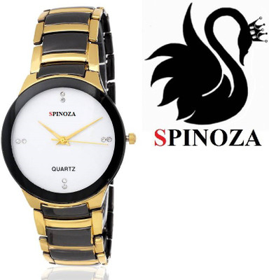 View SPINOZA gold black professional watch with white dial luxury Analog Watch  - For Men Wrist Watches Price Online(SPINOZA)